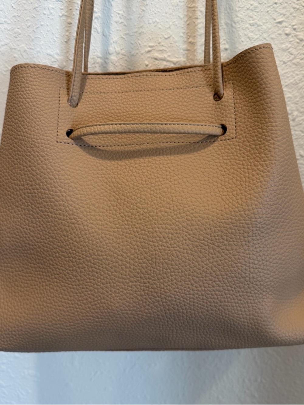 8 Other Reasons Beige Vegan Leather Tote Bag - Casual Everyday Shoulder Bag